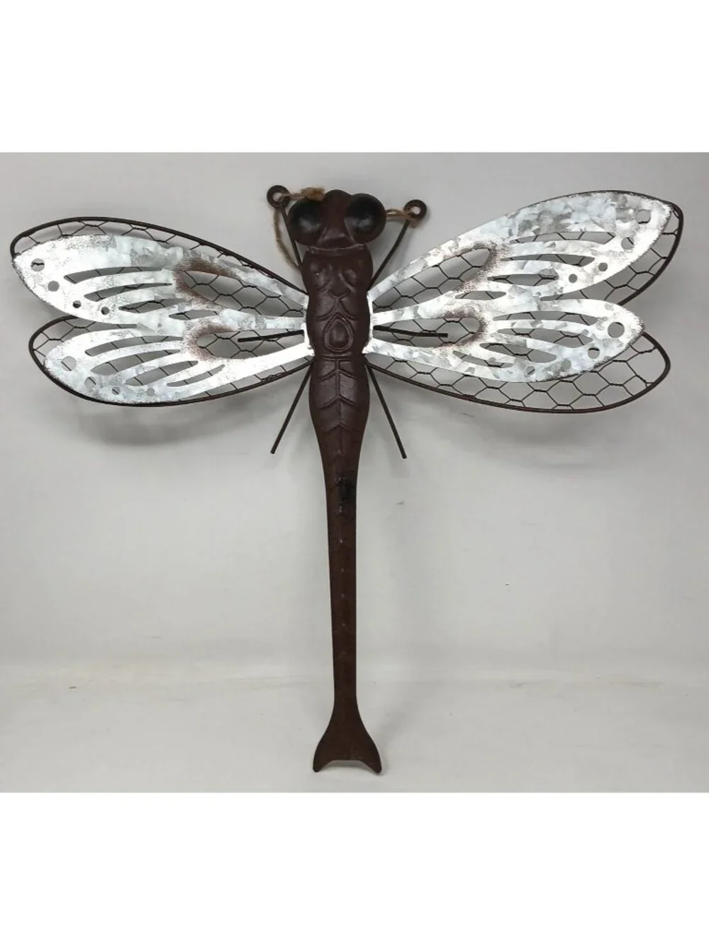 Metal Dragonfly Wall Decor Rustic Brown & Silver Hanging Art Indoor/Outdoor #SB